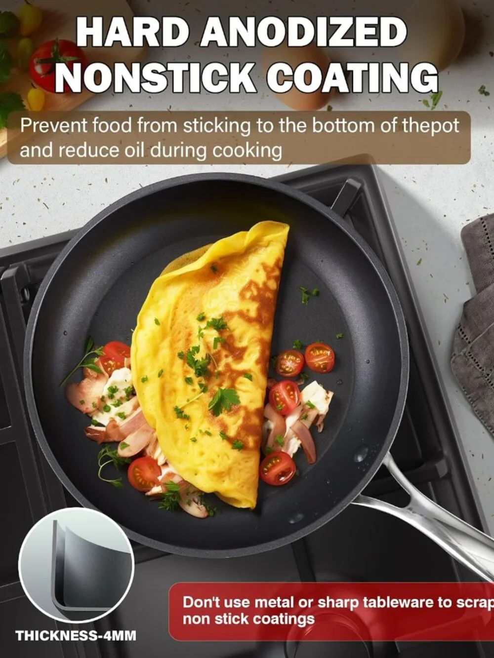 Classic 8-Inch Hard Anodized Nonstick Frying Pan - Durable & Easy to Clean